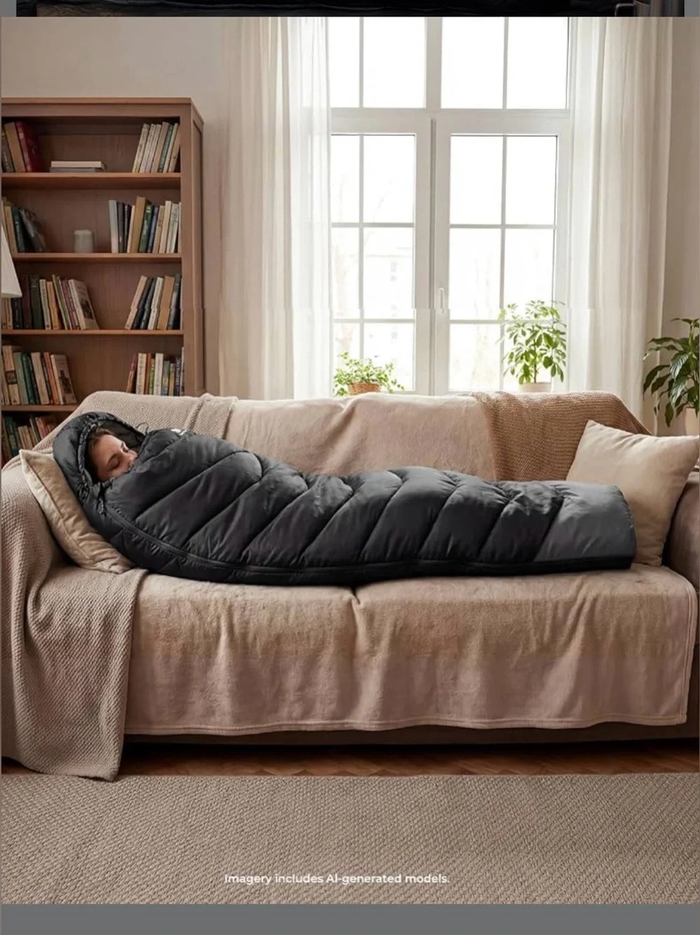 Black Insulated Sleeping Bag - Black